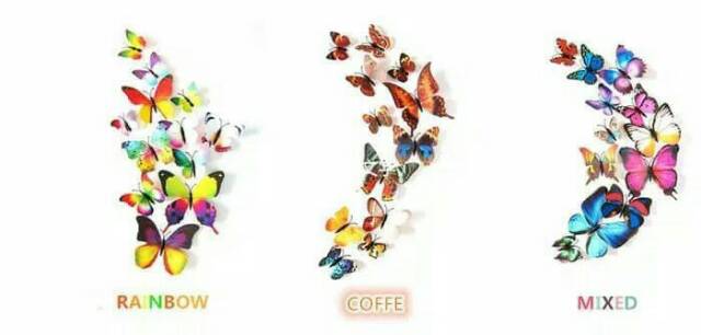 Wall Sticker Butterfly - Stiker Kupu Tempel Dinding Motif 3D Hiasan Furniture