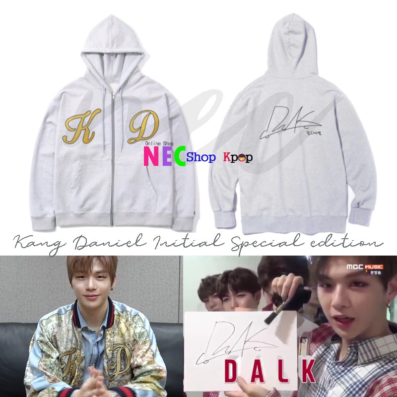 READY STOCK Kang Daniel WANNA ONE - Initial Special Edition Zip Up Hoodie (Gray) (HOODIE JAKET KPOP 