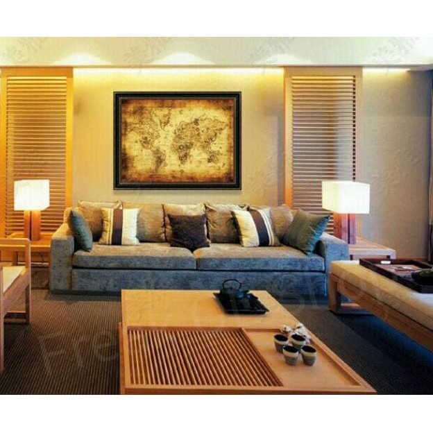 

LARGE VINTAGE STYLE RETRO KRAFT PAPER POSTER MAP PETA DUNIA KUNO DISKON