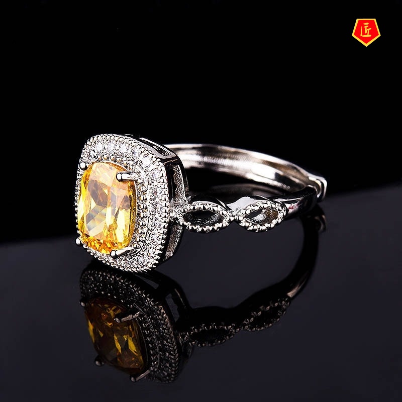 [Ready Stock]Moissanite Yellow Diamond Ring Luxury