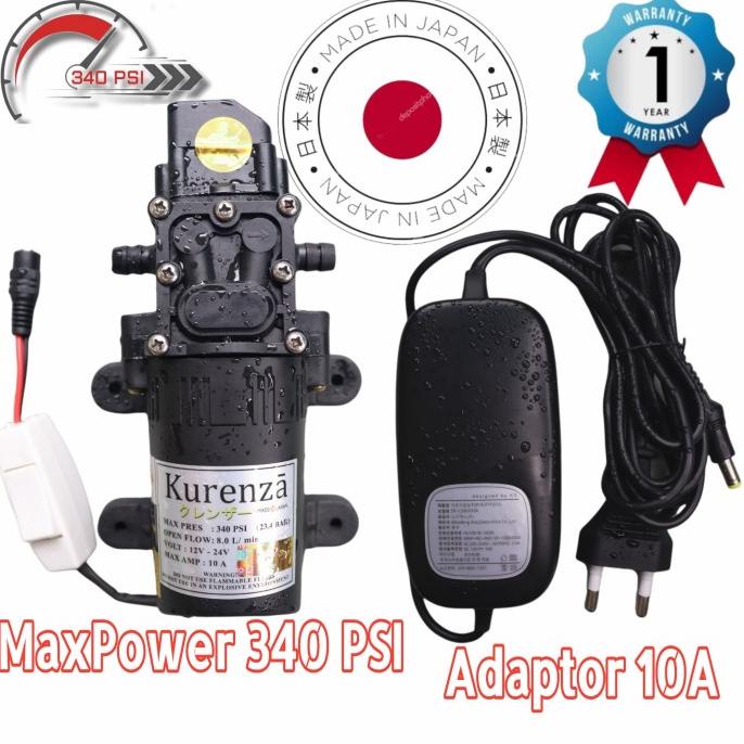 Pompa Air Otomatis 250psi dan Adaptor 10A DC Water Pump 100W