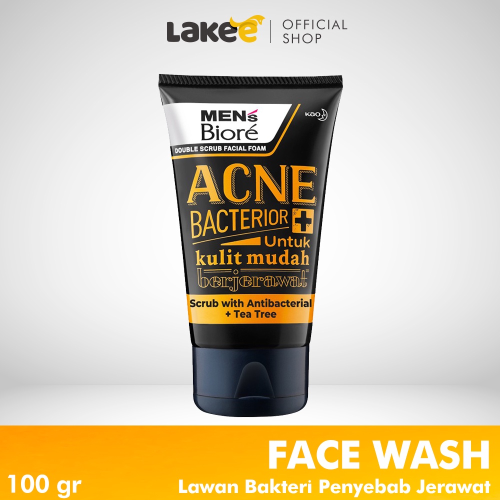 Jual Mens Biore Facial Foam Acne Bacterior Scrub With Antibacterial