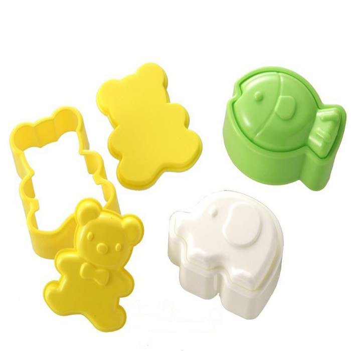 Set Isi 3 Cetakan Nasi Bento Cetakan Gajah Ikan Beruang ice Mold Animal Cetakan Bekal Bento