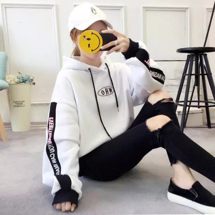 TBI Fashion Baju Atasan Sweater Hoodie WH Outer Model Korean K-Pop SNSD Twice