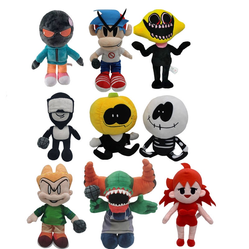 2pcs 25cm Soft Friday Night Funkin Plush Toys Spooky Month Skid Pump Boyfriend Lemon Monster Stuffed