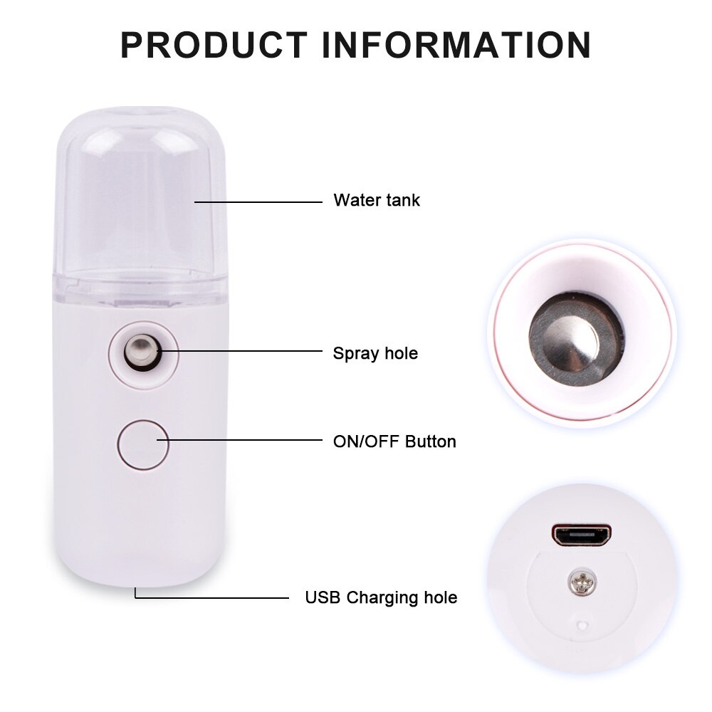 SaLorie Facial Steamer Mini Nano Mist Sprayer Face Steamer Humidifier Anti Wrinkle USB Nebulizer Hydrating Sprayer Beauty Skin Care D-00005