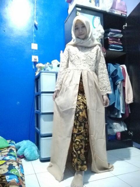 Couple Batik Maxi Dress Gamis Brokat Anami Sarwendah Bidara 074