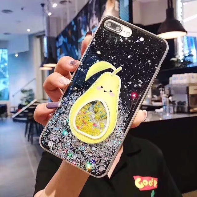 Avocado Glitter Case iPhone Oppo Vivo Xiaomi Samsung f11 V15 V17 V19 pro S1 Y19 Y11 V20 SE X50 V11