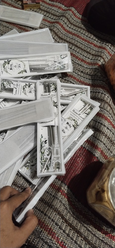 Bisa Cod Souvernir Pernikahan Sedotan Stainless Alas Kartu Ucapan Kemasan Mika