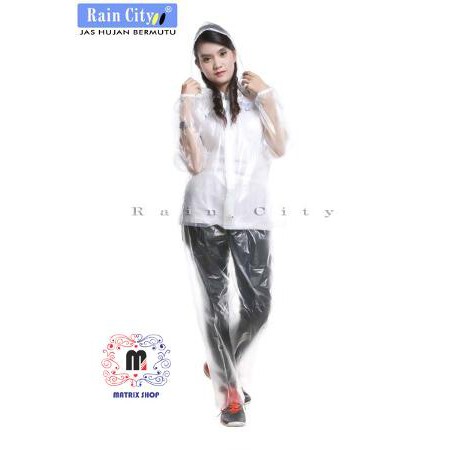 Jas Hujan Wanita Transparan