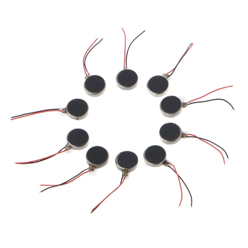 Vivi 10pcs / Set Motor Getar Mini Dc3V 10000rpm 1030 Tipe Tombol Flat Untuk Handphone / Tablet