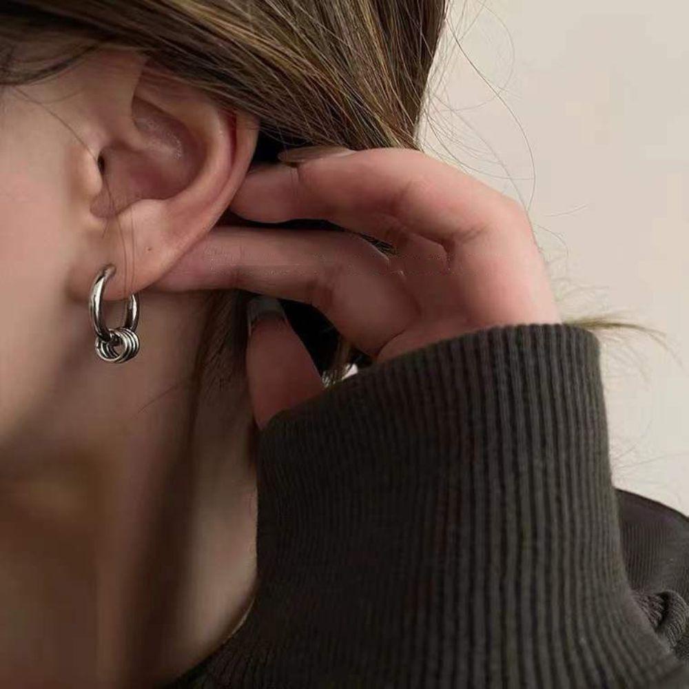 Mxbeauty Gesper Telinga Trendi Hip Pop Stainless Steel Fashion Perhiasan Tindik Pria Wanita Anting