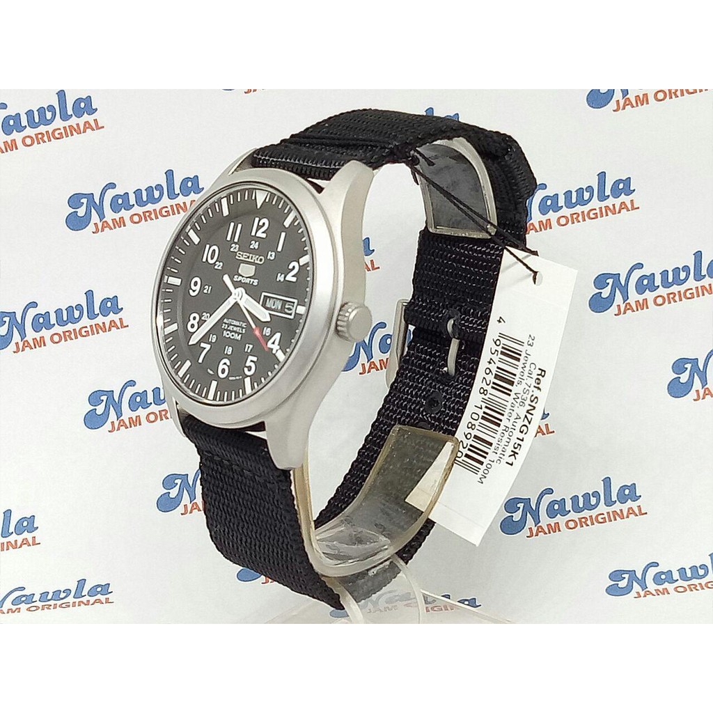 Seiko 5 Sports SNZG15K1 Automatic Black Nylon - Jam Tangan Pria SNZG15