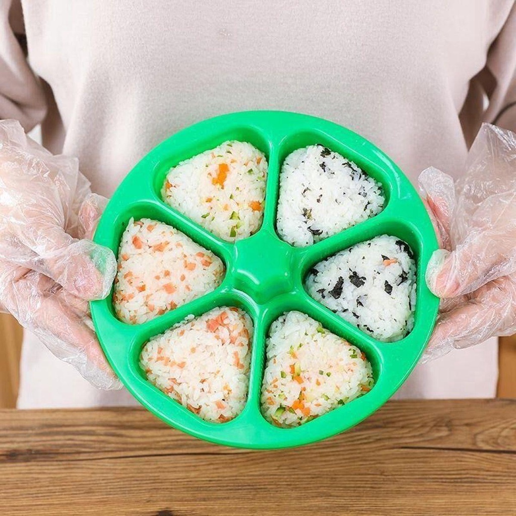 [Elegan] Sushi Maker Homemade Lunch Creative 6 Cavity Alat Pembuat Onigiri Anti Lengket Plastik