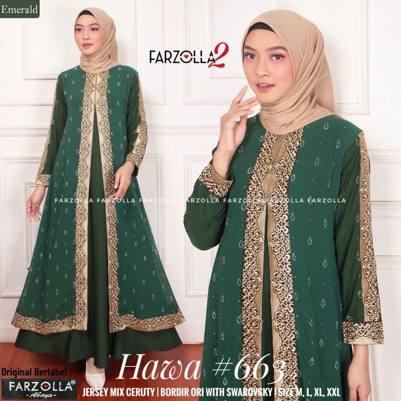 Gamis Hawa #663 Bordir Dress By Original Farzolla 2 Longdress Busana Muslimah