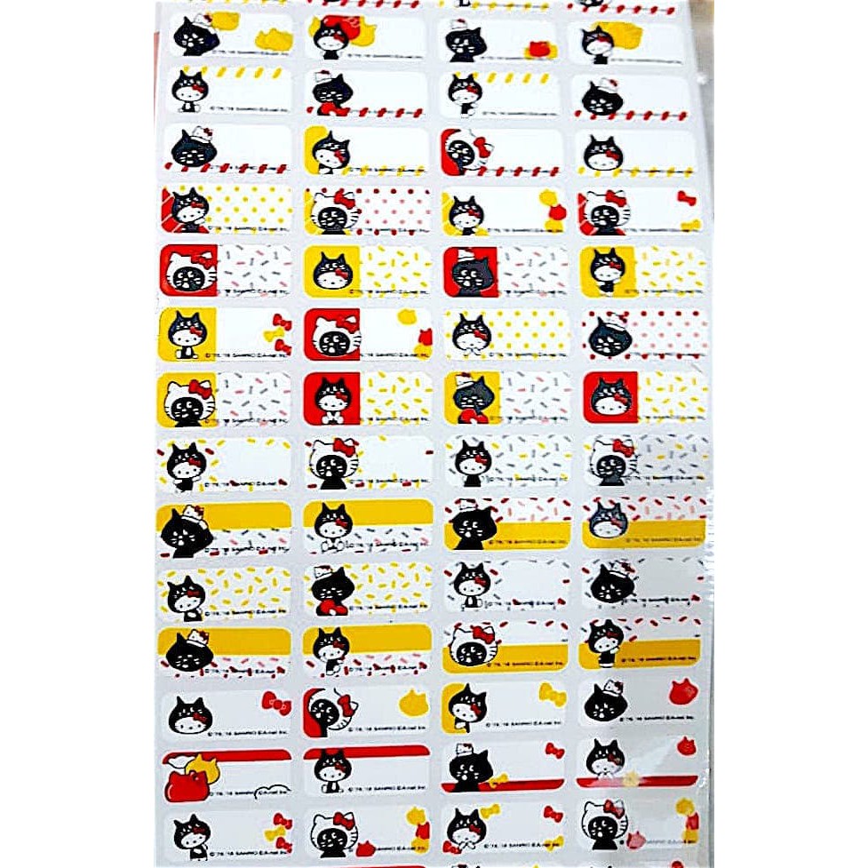 Label nama Paket Mini sticker waterproof Premium Hello Kitty Black