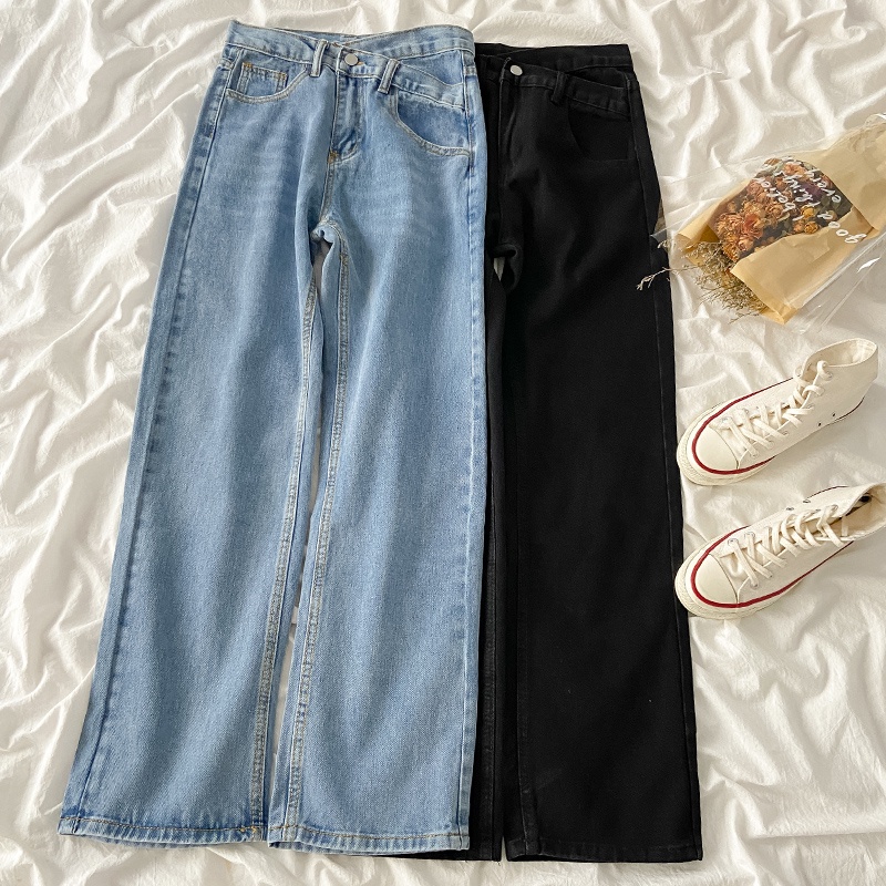 2022 Korean Style Highwaist Straight Kasual Jeans Wanita