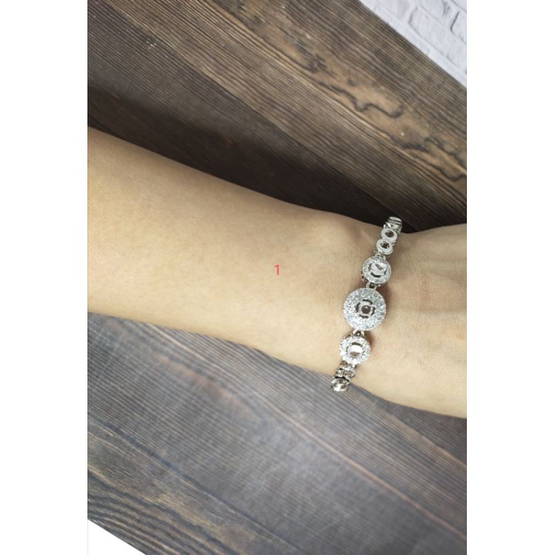 Fifi Fashion Gelang Plat Kombinasi Fashion Model Perhiasan Lapis Silver 19#