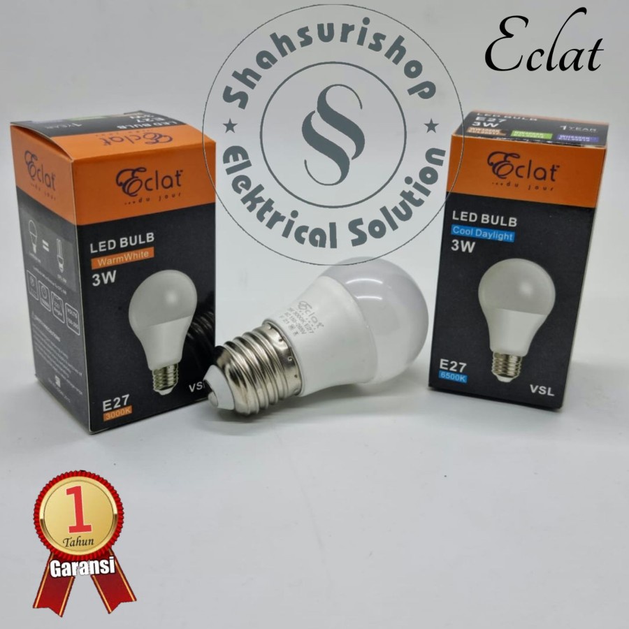 LAMPU MURAH BERGARANSI ECLAT 3W 3 W WATT BULB GARANSI 1TAHUN