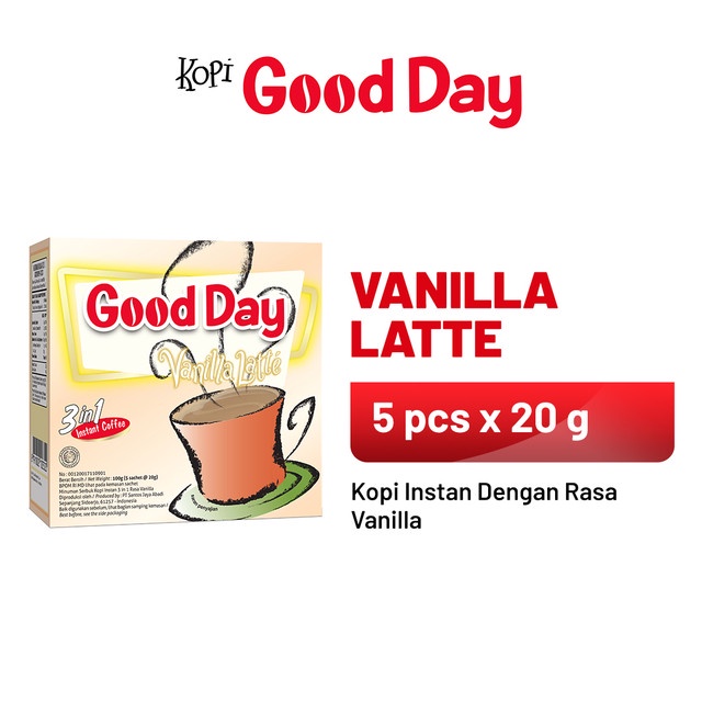 Promo Harga Good Day Instant Coffee 3 in 1 Vanilla Latte per 5 sachet 20 gr - Shopee