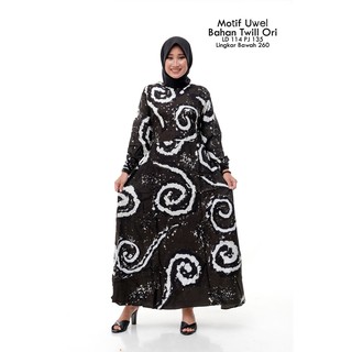  Gamis  Batik  Abstrak pelangi jumputan  motif uwel kombinasi 