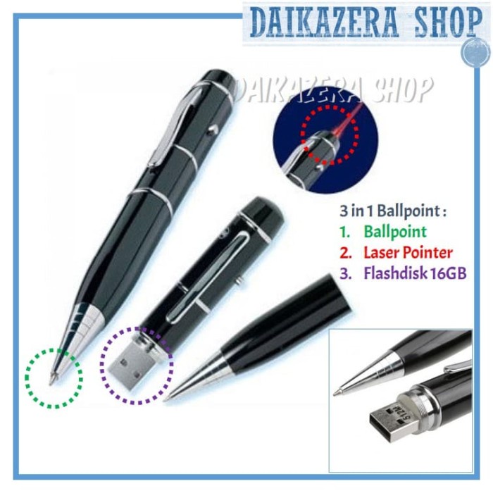 Multipurporse Ballpoint + Laser Pointer + Flashdisk 16GB