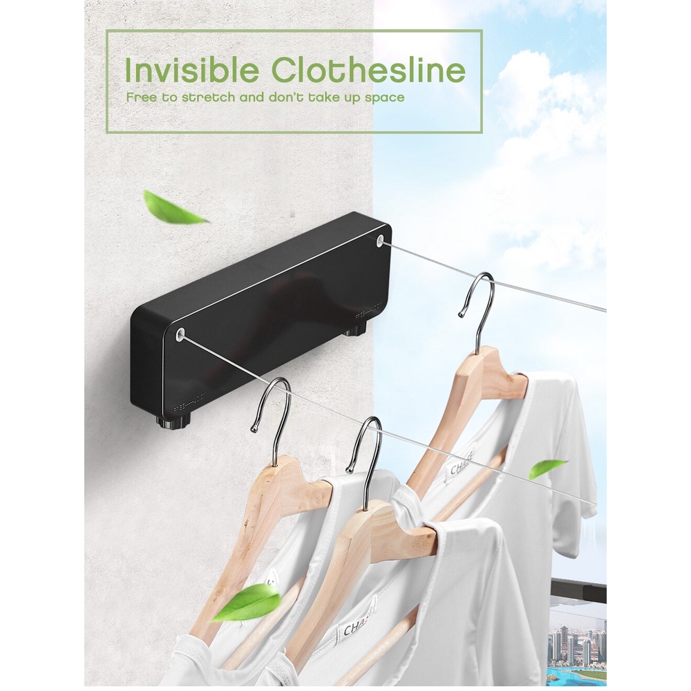 Triple W Gantungan Baju 10 Meter Jemuran Baju Portable Jemuran Baja Foldable Japanese Retractable Clothesline Portable Outdoor Indoor Premium