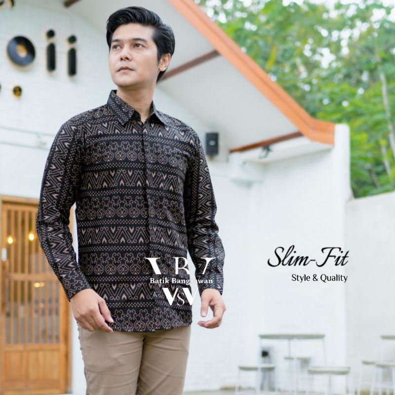 MANGGAR ABU OB514 BAJU BATIK PRIA LENGAN PANJANG REGULER SLIMFIT BATIK PRIA MODERN JUMBO SLIM FIT BATIK PEKALONGAN PRIA No Furing