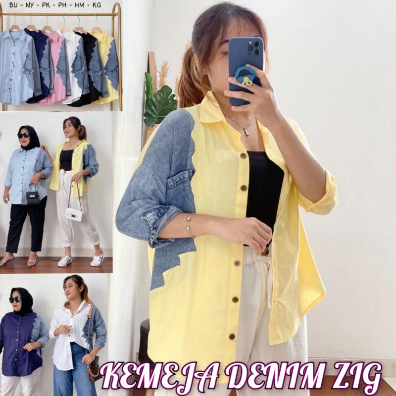 Kemeja Denim Bahan Denim Cotton Lembut-Kemeja basic-Kemeja Jeans-Kemeja Wanita