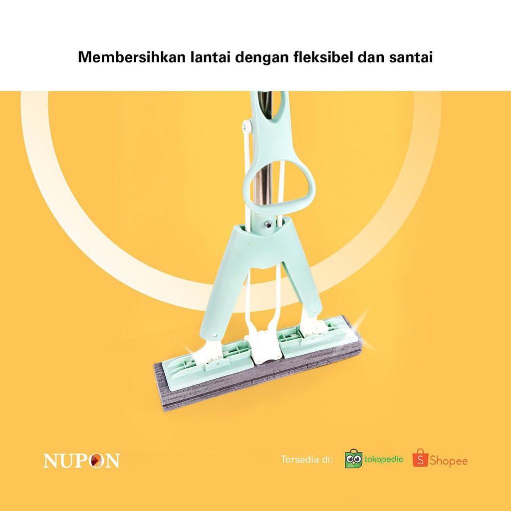 Alat Pel Lantai Tarik Stainless Steel Pengepel Praktis Magic MOP NUPON - 1 Sponge