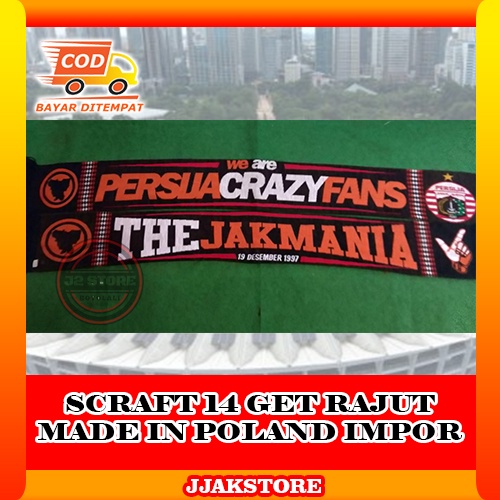 Syal Persija Jakmania Rajut Scraft Scarf Persija Jakarta  Made In Poland Impor 14 Get HD Super Spesi