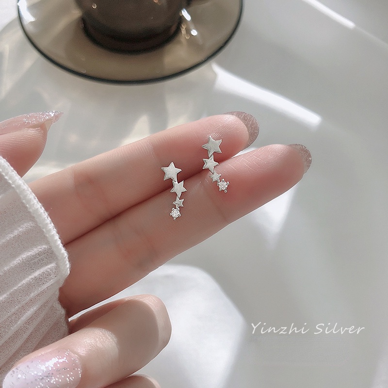 Anting Tusuk Giwang Telinga Four Star Bling925 Sterling Silver Untuk Wanita Perempuan