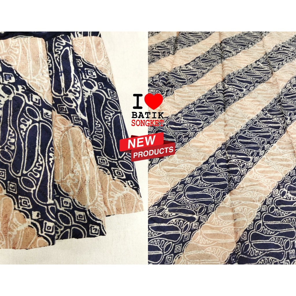 VISCOS NAVY PASTEL MOTIF 10 VISKOS VISCOSE BAHAN KAIN BATIK LERENG PARANG BIRU
