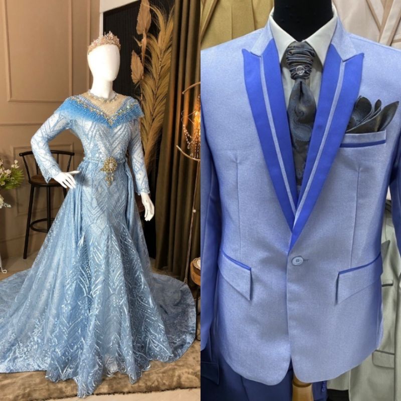 CAUPLE  GAUN  PENGANTEN DUYUNG //CAUPLE JAS PREMIUM / GAUN DRESS WEDDING /BAJU PENGANTIN COUPLE/KEBAYA PENGANTIN BEREKOR/GAUN SLIM MEWAH/BAJU PENGANTIN MODERN