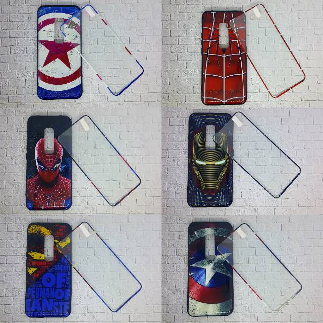 AM Antislip Marvel +Tempered Glass Samsung A10 M20 M10 Vivo V20 V15pro V17pro A50s Realme C15 C12 C17