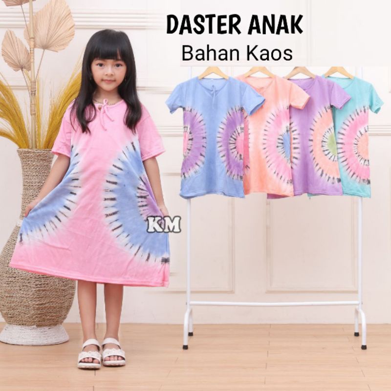 Baju Daster Anak Perempuan Balita Cewek Umur Usia Dini 3 4 5 6 7 Tahun Model Terbaru Kekinian Murah Harga Grosir Motif Abstrak Jumputan Bertali Leher Bahan Kaos Halus Adem Nyaman Aneka Warna Size M L XL Lengan Pendek Ukuran Kecil Modern Kekinian Bisa COD