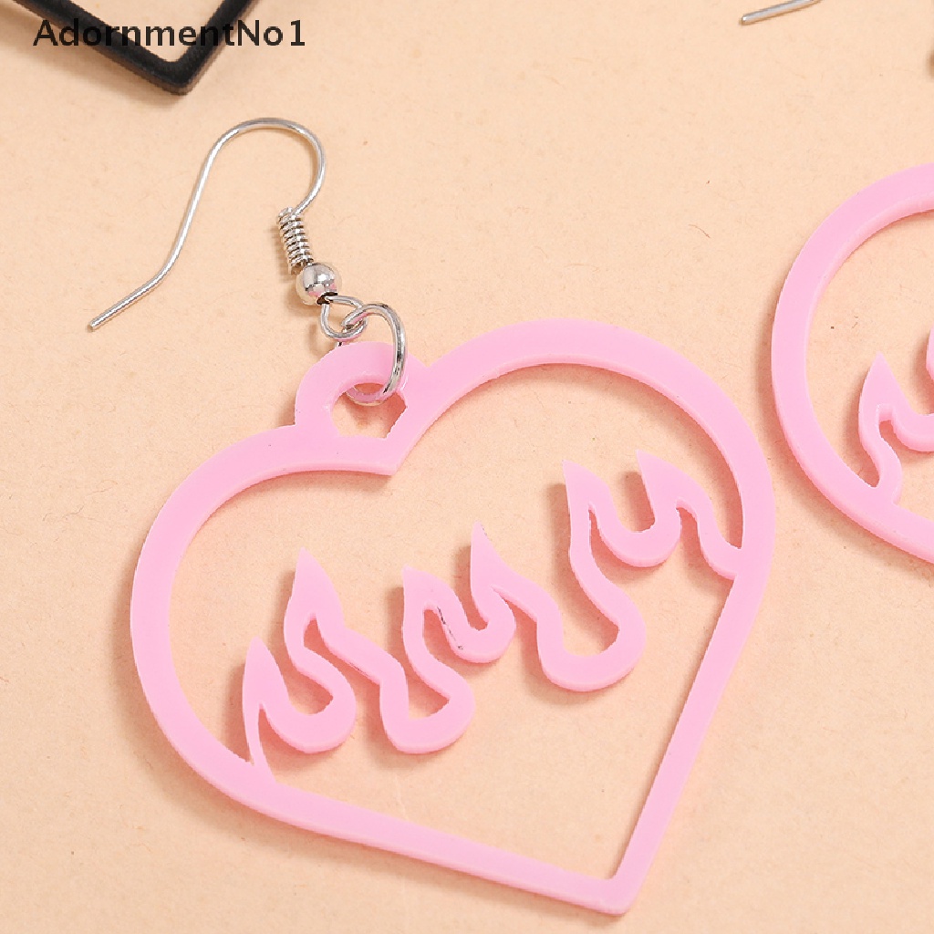 (AdornmentNo1) Anting Tusuk Gantung Desain Hati Hollow Out Warna Hitam / Pink Untuk Wanita