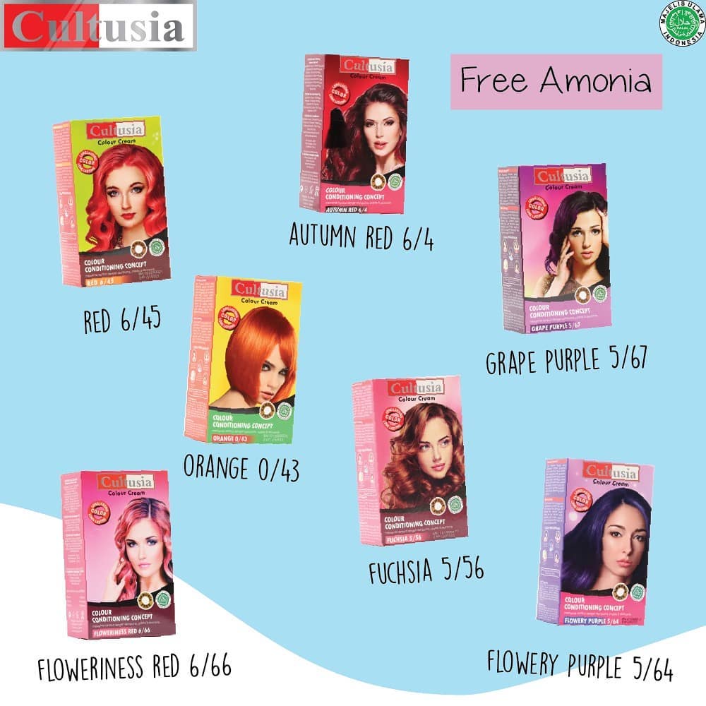 Cultusia Hair Color Cream Rambut Series Cat Rambut Natural Black / Bleaching / Flowery Purple / Ligh