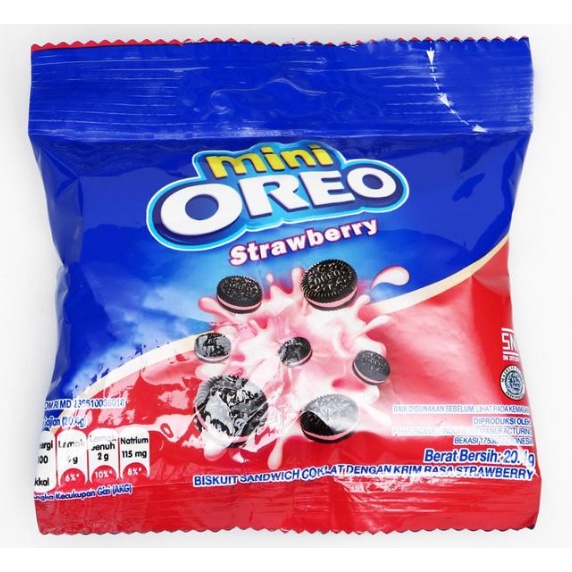 

Mini Oreo Strawberry 20.4 g Biskuit sandwich coklat krim rasa strawbery