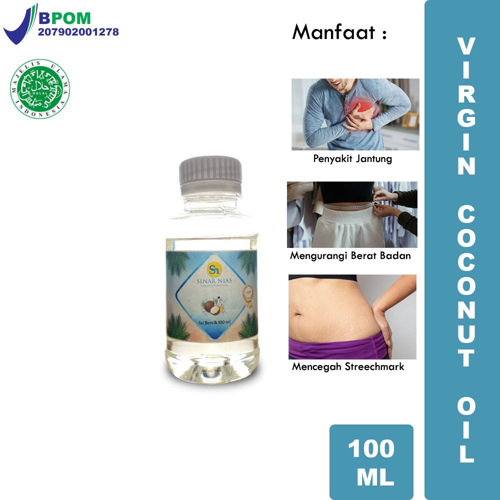 Virgin Coconut Oil 100 mL VCO Minyak Kelapa Murni 100% Antioksidan , Mengatasi Jerawat dan Penyakit