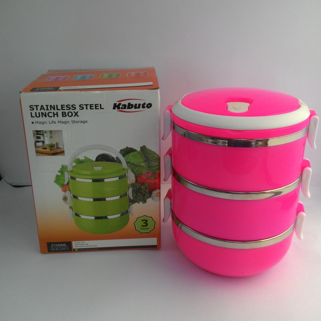 Rantang Kabuto Stainless Steel Lunch Box Susun 3 BL1400-3