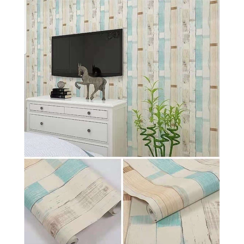 Wallpaper Sticker Dinding Kayu Vintage 45cmX10m