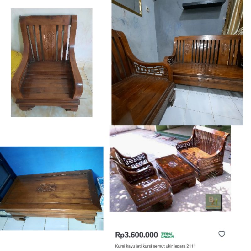 kursi jati murah second preloved set kursi jati set kursi tamu