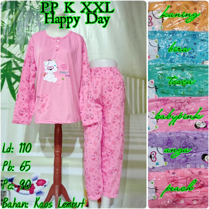 Geser[8]Motif>>> BAJU TIDUR JUMBO Ld 110 XXL PP KAMENLI DEWASA (100% REALPICT)-Happy Day