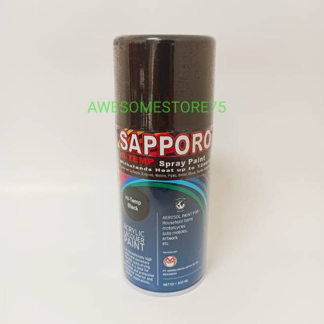 SAPPORO HI TEMP BLACK Tahan Panas Hitam Cat Semprot High Temp