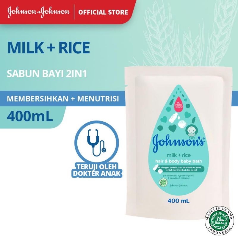 Johnson's Milk Rice Hair &amp; Body Reffil 400ml