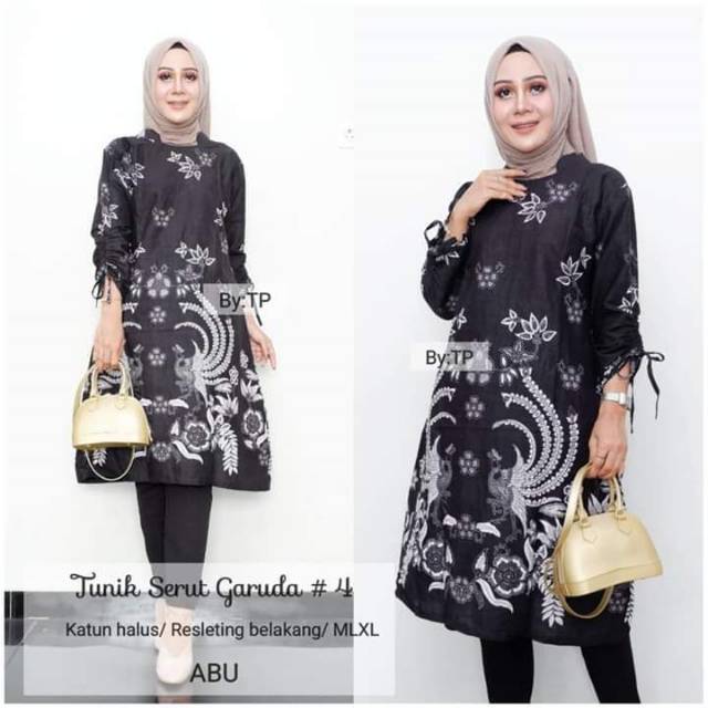 Tunik batik katun garuda #4 lengan serut
