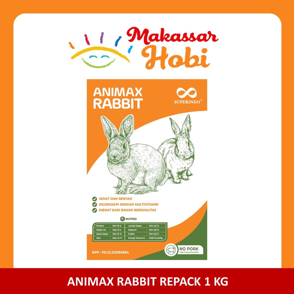 Animax Rabbit Food 1kg 1 kg Pakan Pelet Pellet Makanan Kelinci Murah