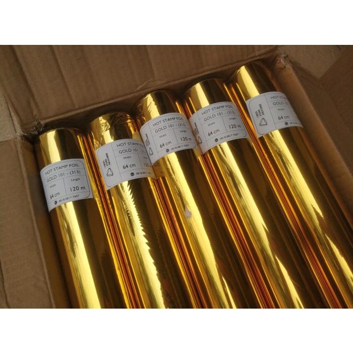Hot Stamping Foil Gold Emas Poly Emboss Hot Print 64Cm X 120M
