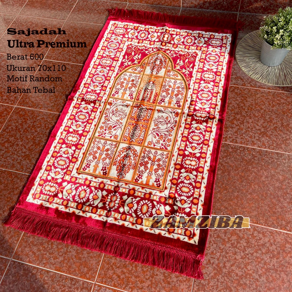 Sajadah Premium Turki Kulaitas Bulu Halus &amp; lembut  Tebal Motif Random Ukuran 70 x 110,Dewasa